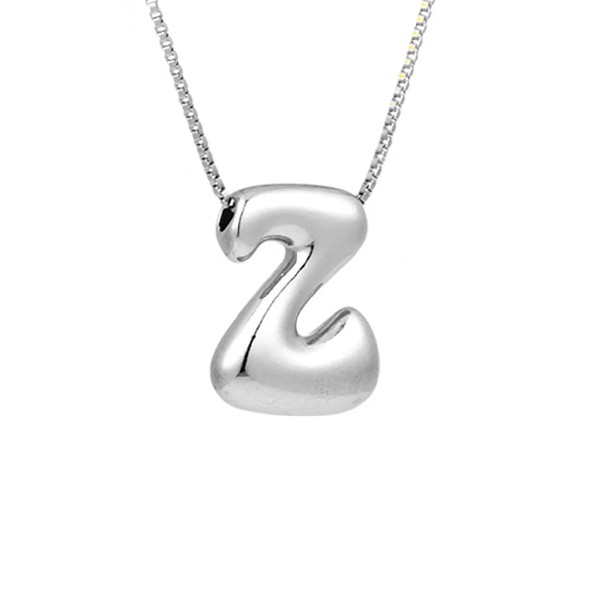 Royelux A-Z Balloon Bubble Letter Pendant Necklace – Silver Chunky Initial Jewelry