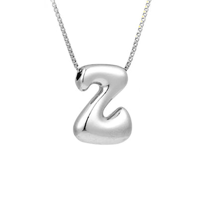 Royelux A-Z Balloon Bubble Letter Pendant Necklace – Silver Chunky Initial Jewelry