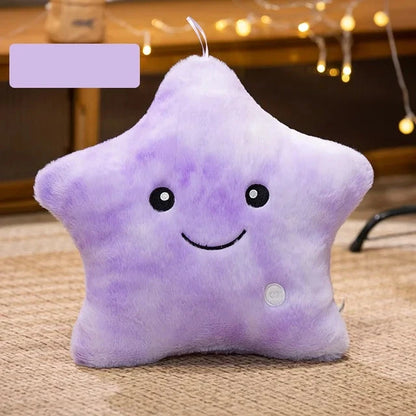 LED Star Plush Light - Soft Glowing Star Pillow Doll, Stuffed Toy for Kids & Home Decor, Perfect Birthday Gift - Purple 40x35cm