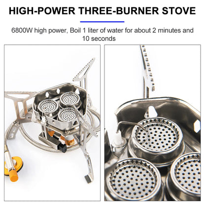 Royaleva Camping Gas Stove - High-Power Portable Outdoor Cooking Equipment - With adapator