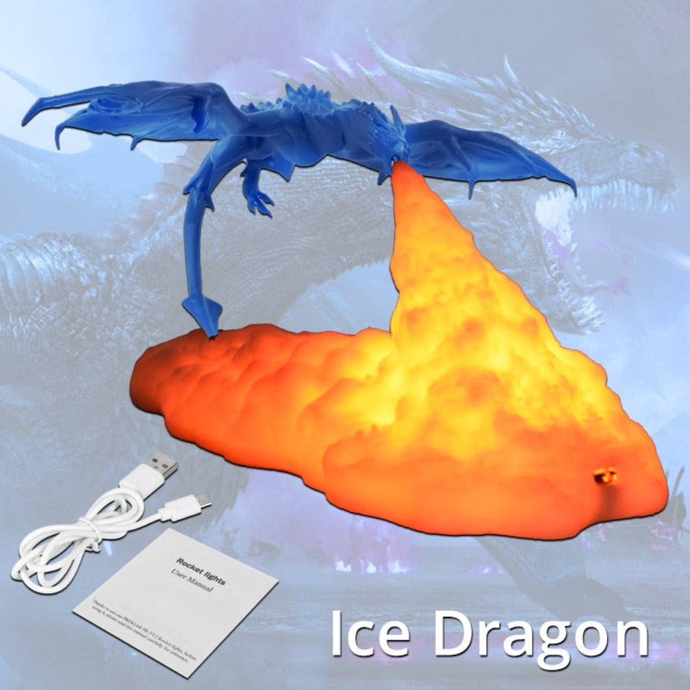 Royallure 3D Dragon Table Lamp - Rechargeable LED Night Light (5 Colors)