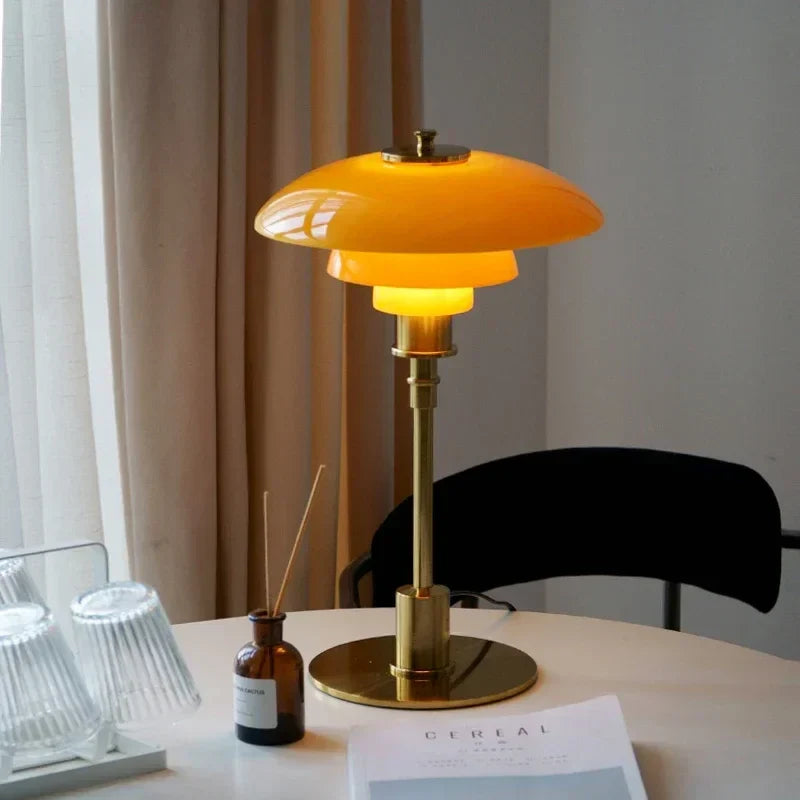 Vintage Mid-Century Modern Table Lamp - Sculptural Retro Desk Lamp for Sophisticated Interiors - Amber