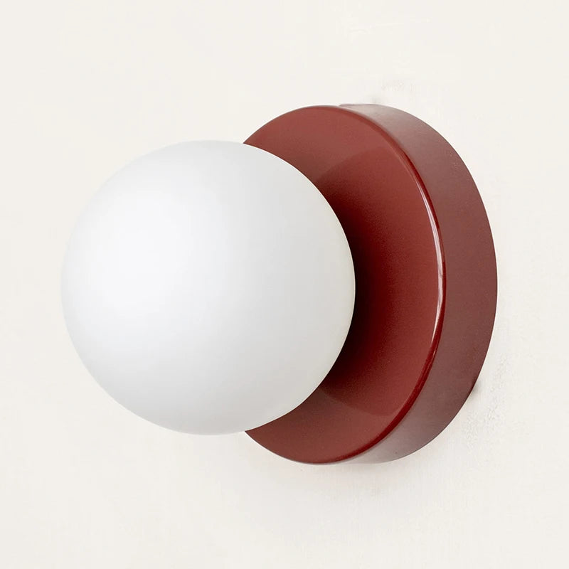 Royaleva Nordic LED Glass Wall Lamp – Minimalist Orb Sconce for Modern Interiors - Red