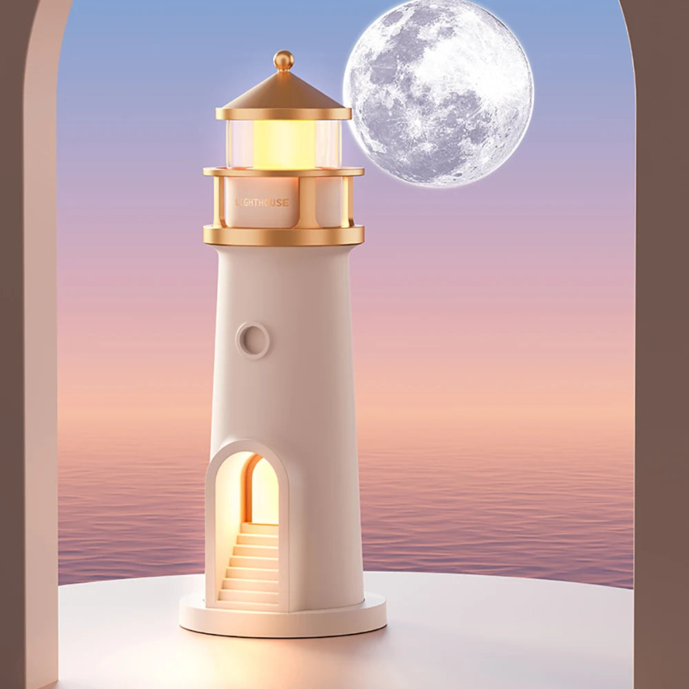 Lighthouse Projection Night Light – Bluetooth Music & Moonlight Ambient Lamp