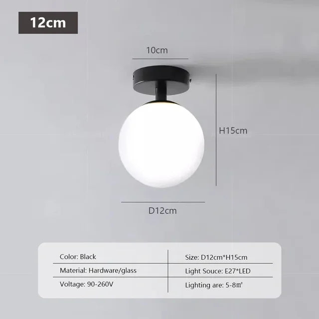 RoyaleGlow Modern Nordic Wall Lamp - Minimalist LED Globe Light for Home - A12CM / Without bulb