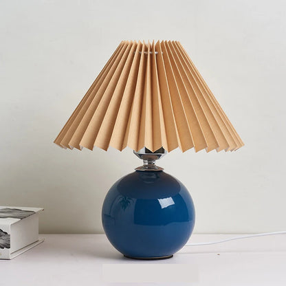 Ceramic Pleated Table Lamp with Tricolored LED