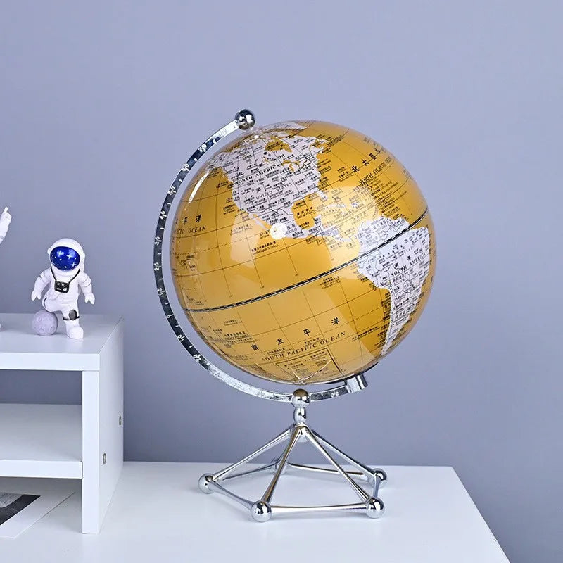 Royaleva LED Rotating World Globe Lamp – Illuminated Earth Decoration - Yellow / Cell Power