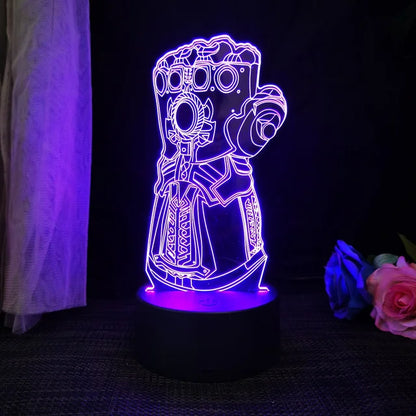 Royallure 3D Spiderman LED Night Light - USB Powered Phantom Desk Lamp - dark green / 7 colors no remote