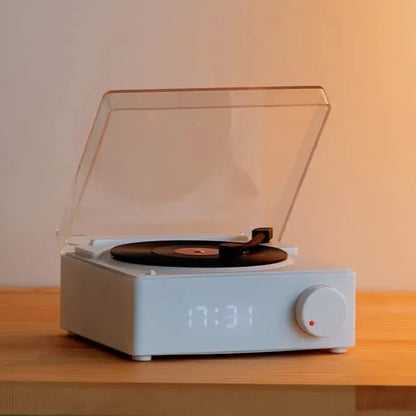 Retro Bluetooth Speaker – Vinyl-Inspired Portable Stereo with Alarm Clock & Rich Sound