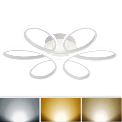 Modern LED Flower Chandelier - Elegant Ceiling Lamp with Three Color Options - White 3 color Light