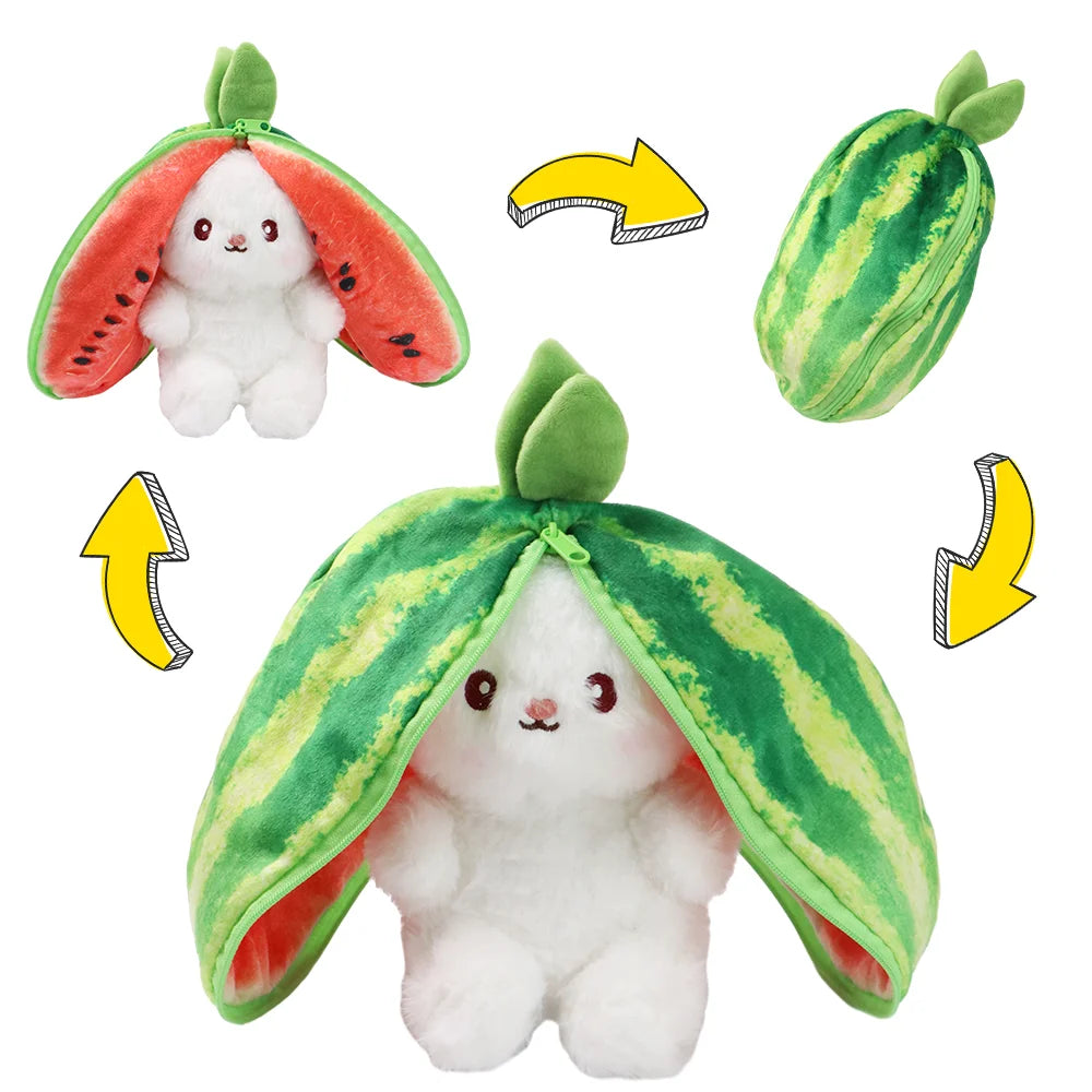 Royelux Fruit Bunny Plush Toy - Transformable Soft Stuffed Rabbit for Kids