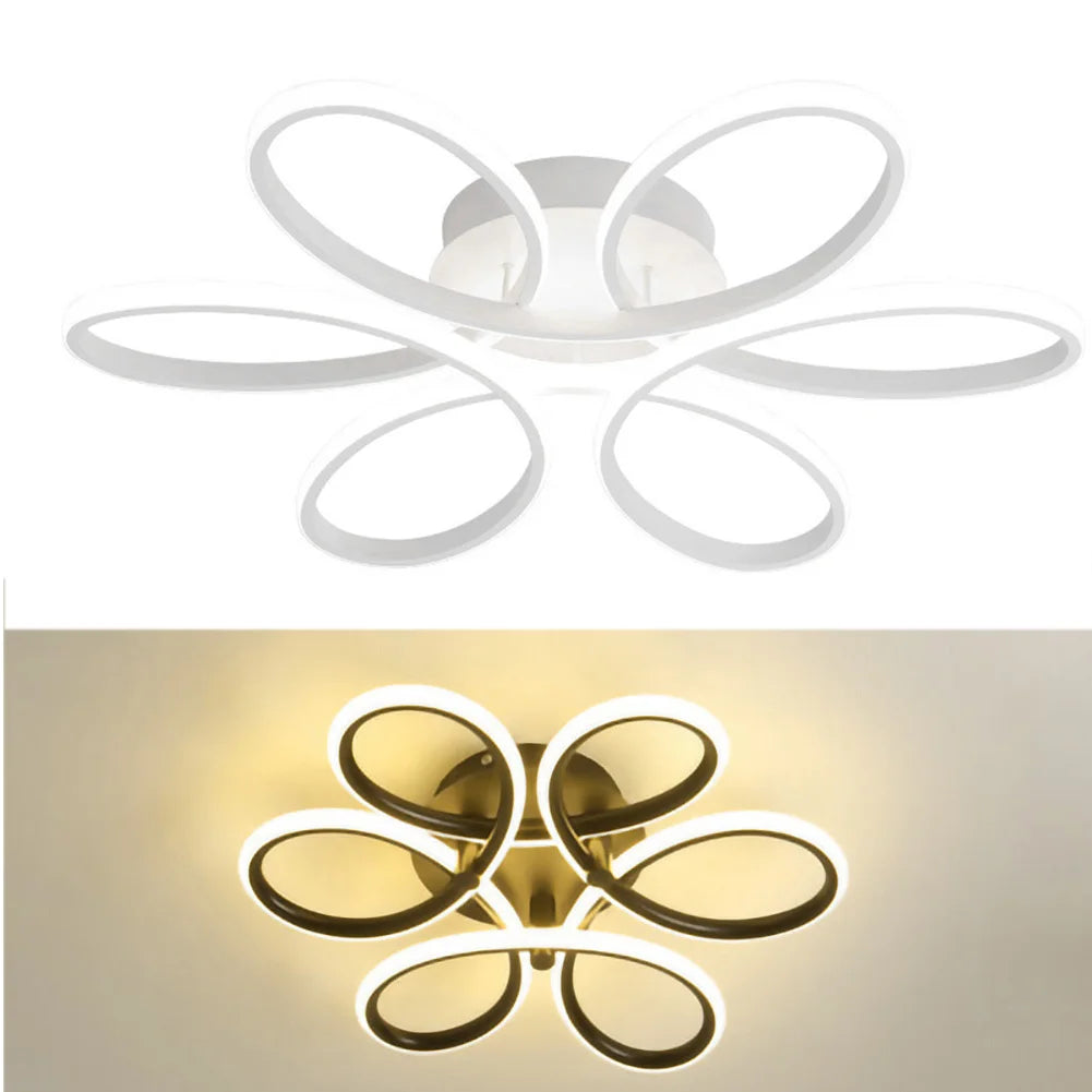 Modern LED Flower Chandelier - Elegant Ceiling Lamp with Three Color Options - White in Warm Light