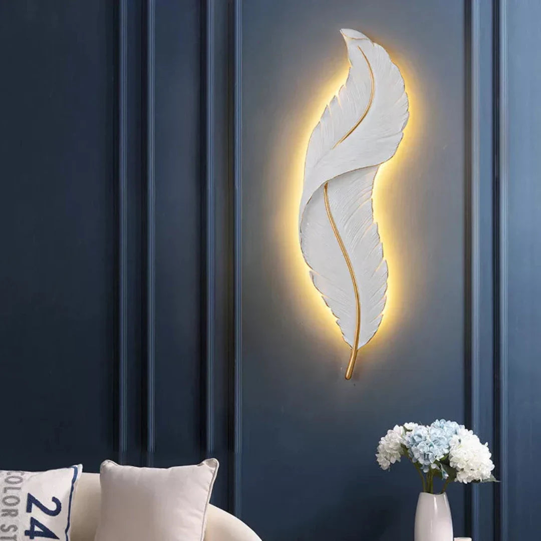 FeatherGlow Elegant Feather Wall Light - 90 CM