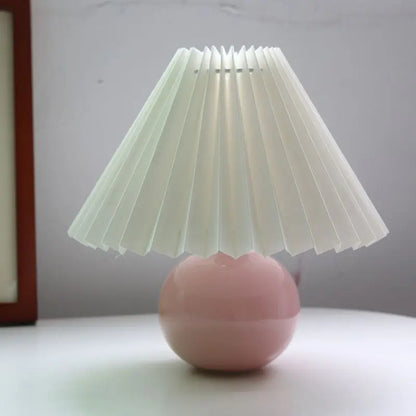 Ceramic Pleated Table Lamp with Tricolored LED