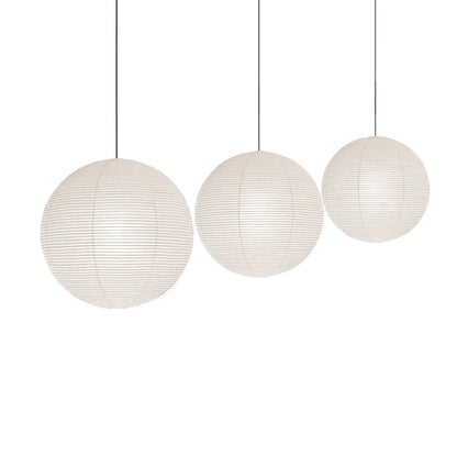 Nordic Rice Paper LED Pendant Light – Round Chandelier for Living Room & Dining Room