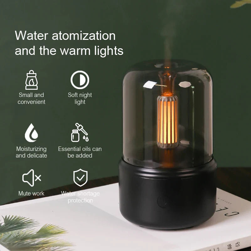 Retro Aroma Diffuser with Night Light - USB Essential Oil Humidifier for Home and Office - White