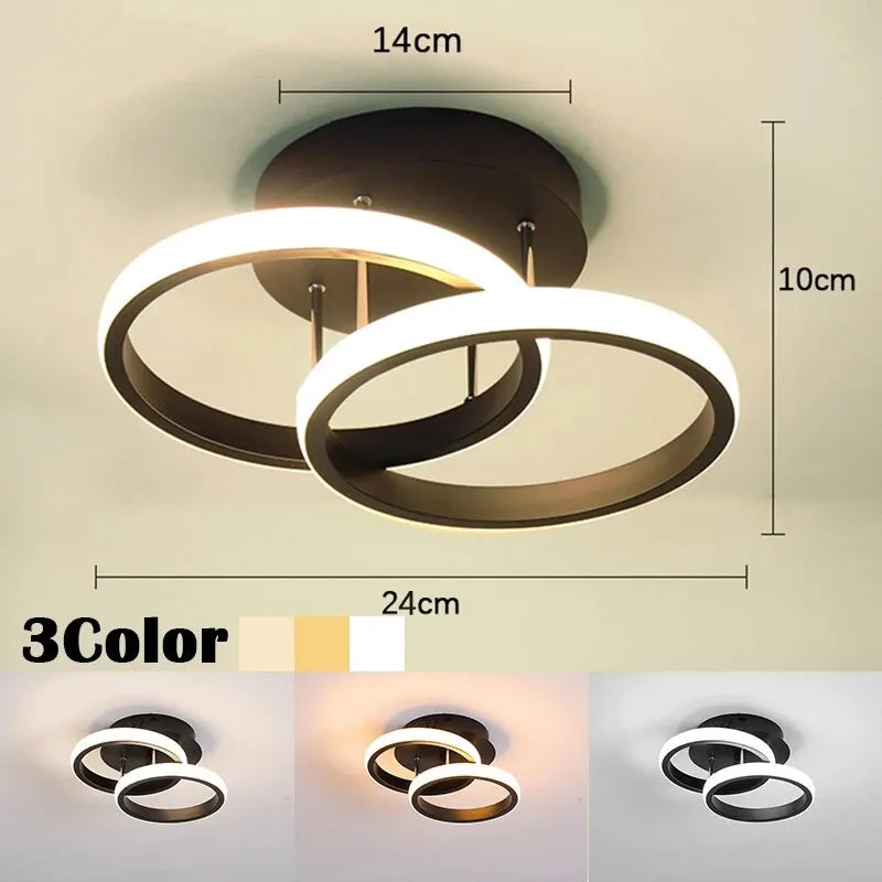 Modern LED Chandelier - Stylish Energy and Efficient Ceiling Light - Black Circle 3Colors