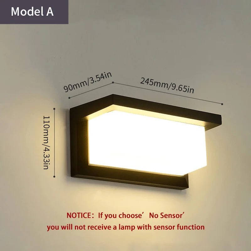 Royaleva Motion Sensor LED Wall Light for Modern Outdoor Spaces - No Sensor / Model G / Warm White