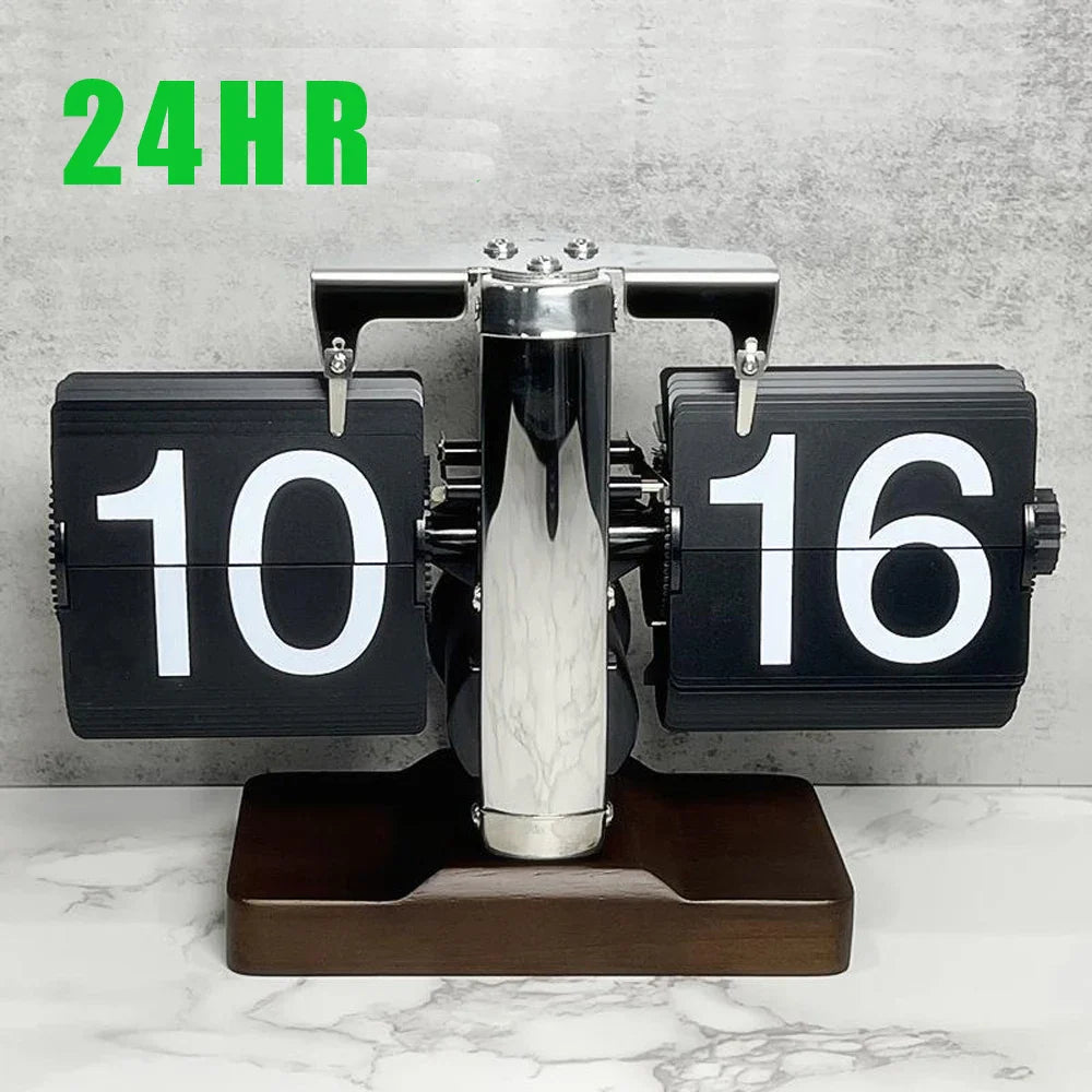 Automatic flip clock with retro design, showing time with page turning feature, perfect for modern home decor.