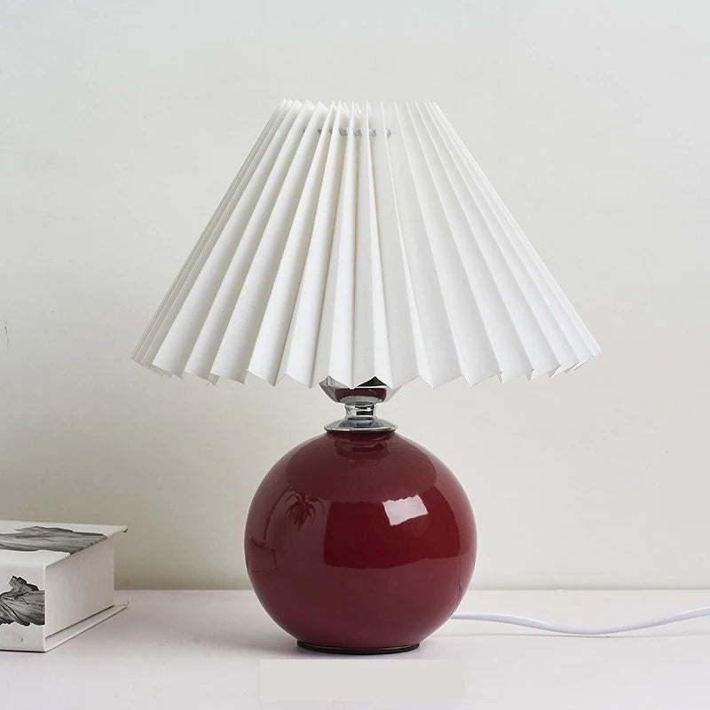 Ceramic Pleated Table Lamp with Tricolored LED