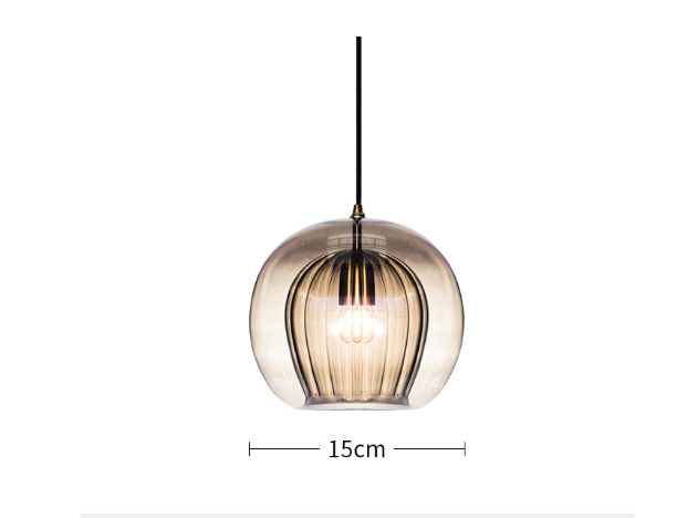 RoyaleGlow Elegant Glass Pendant Light Fixture - Modern Style & Warm Ambiance - 5.9 in / 15cm / Brown