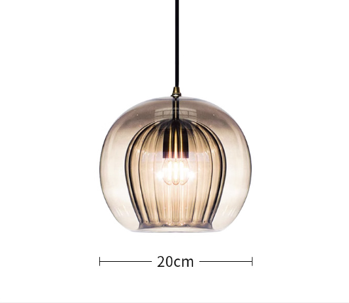 RoyaleGlow Elegant Glass Pendant Light Fixture - Modern Style & Warm Ambiance - 7.9 in / 20cm / Brown