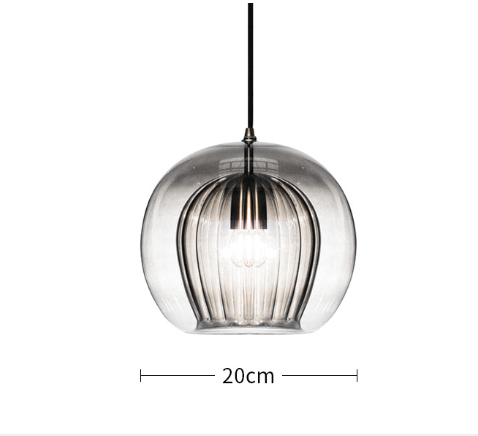 RoyaleGlow Elegant Glass Pendant Light Fixture - Modern Style & Warm Ambiance - 7.9 in / 20cm / Gray