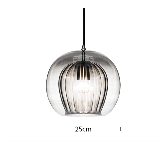 RoyaleGlow Elegant Glass Pendant Light Fixture - Modern Style & Warm Ambiance - 9.8 in / 25cm / Gray