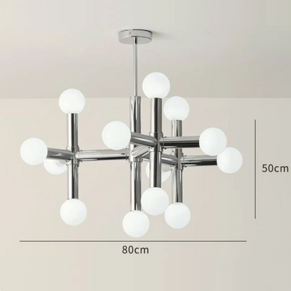 RoyaleGlow Modern Chrome Glass Orb Chandelier - Elegant Ceiling Fixture - Large 13 Heads