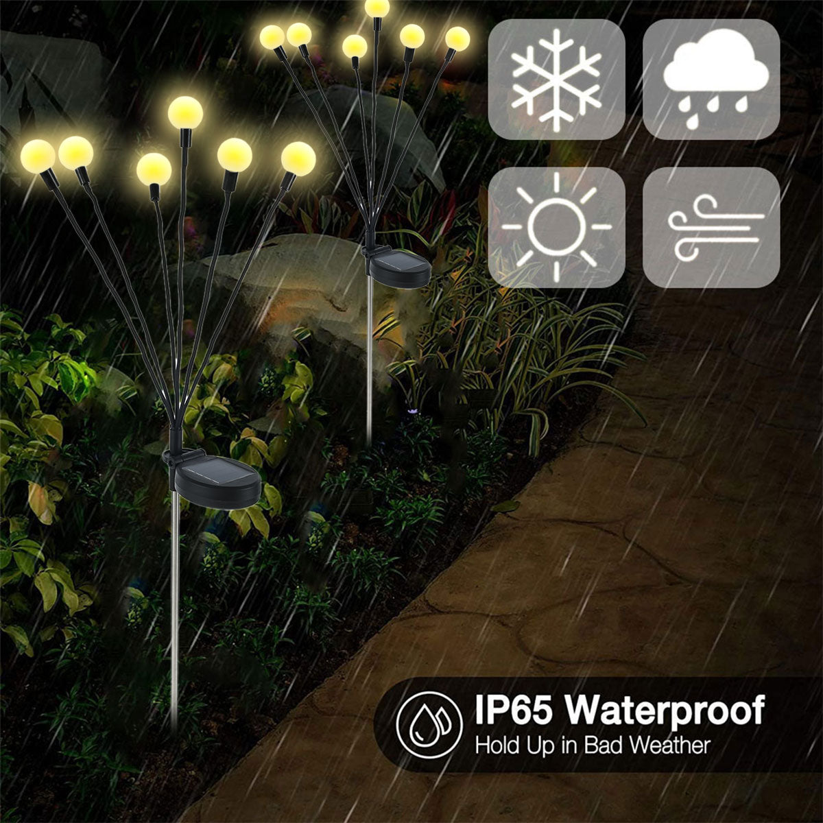 Lumora Solar Firefly Garden Lights - Swaying Warm White LED Outdoor Lighting