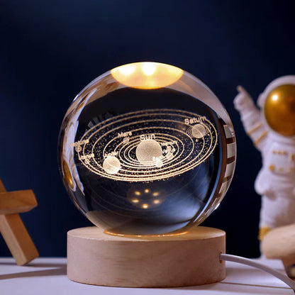 RoyaleGlow™ Celestial 3D Engraved LED Crystal Ball Night Light - Solar System