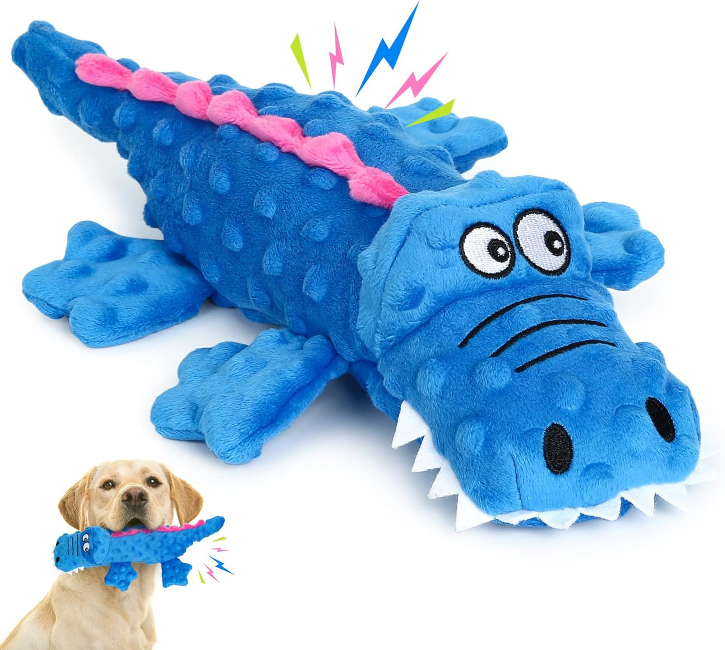 Pawellure Indestructible Squeaky Dog Toy – Tough Crocodile Plush for Aggressive Chewers