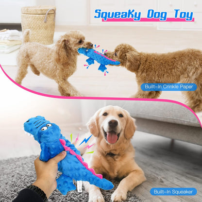 Pawellure Indestructible Squeaky Dog Toy – Tough Crocodile Plush for Aggressive Chewers