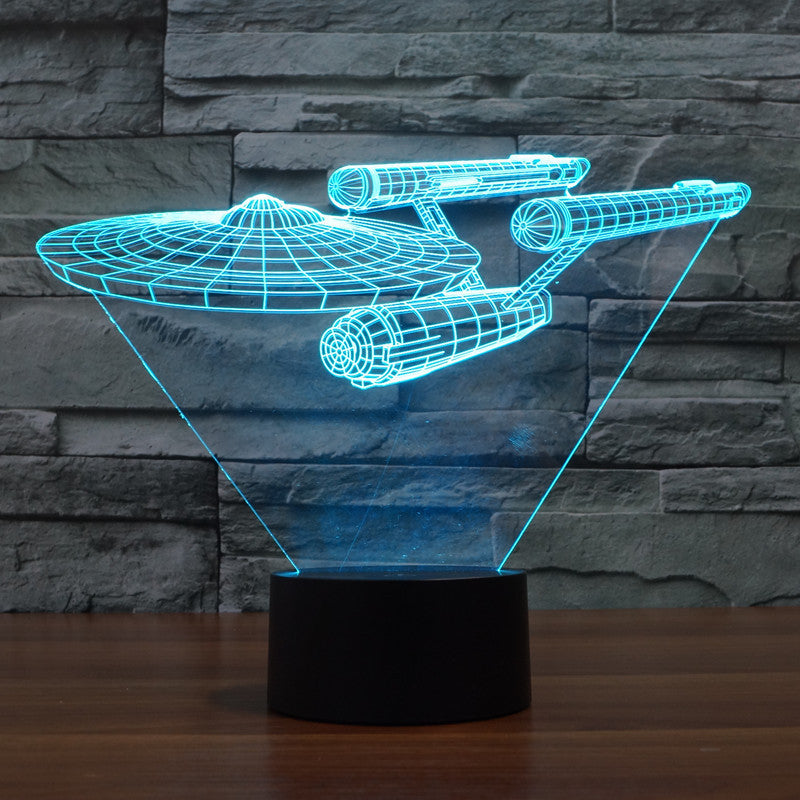 Lumora 3D Star Trek Enterprise Ship LED Lamp - Multicolor Optical Illusion Light