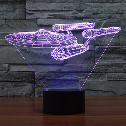 Lumora 3D Star Trek Enterprise Ship LED Lamp - Multicolor Optical Illusion Light