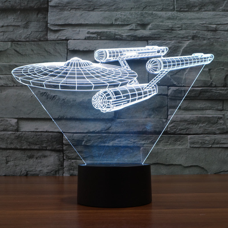 Lumora 3D Star Trek Enterprise Ship LED Lamp - Multicolor Optical Illusion Light