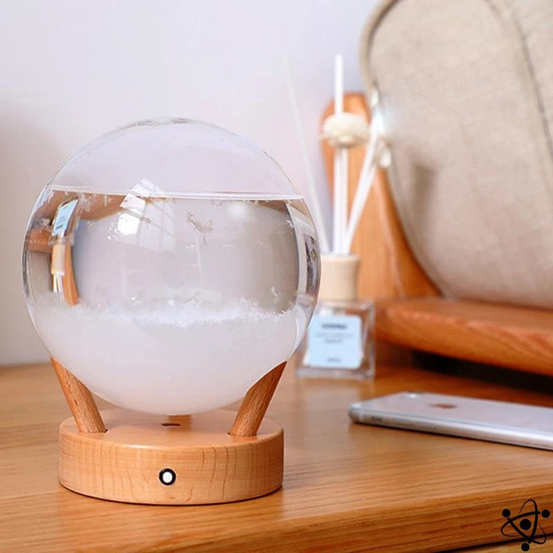 Royaleva Storm Glass Weather Station - Elegant Glass Barometer with Wooden Base, Minimalist Decor