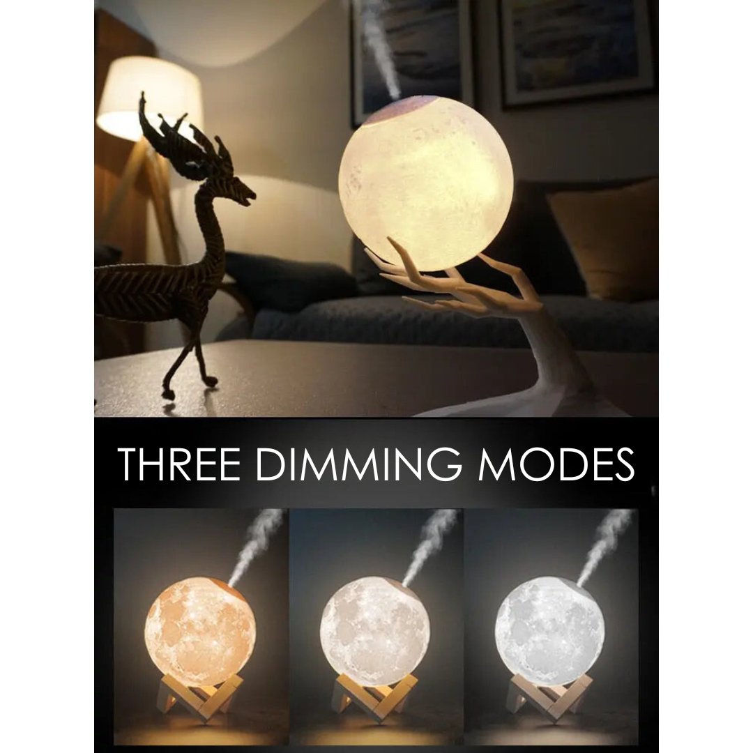 Lumora Moon Ultrasonic Air Humidifier Lamp - LED Ambient Light & Aroma Diffuser Combo