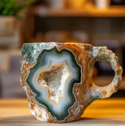 Crystal Agate Coffee Cup – Elegant, Large-Capacity Mug with a Unique Artistic Design and Comfortable Grip. Perfect for Coffee, Tea, and Stylish Gifting.