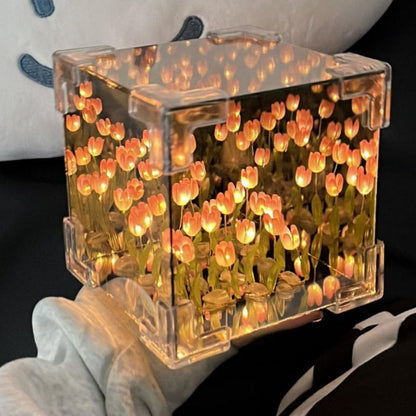 Royallure DIY Tulip Infinity Cube Mirror Night Light Lamp - 5 Colors