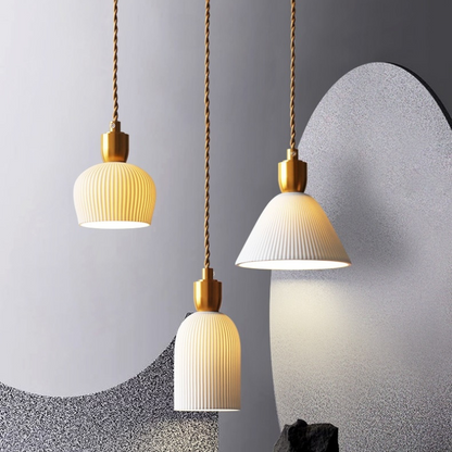 RoyaleGlow Elegant Ceramic Hanging Chandelier with Plug-In Pendant Light - A / Hardwired