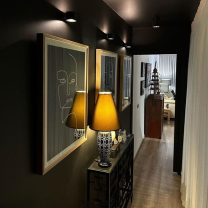 Wireless LED Wall Light - 360 Movement Reading Wall Lamp for bedroom, living room, studio - Black