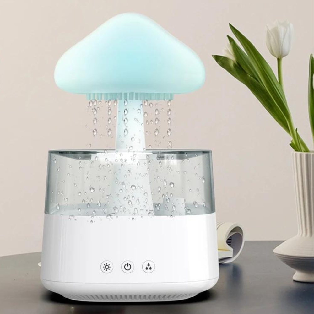 Royaleva Nordic Cloud Humidifier & Aromatherapy Diffuser - LED Raindrop Mist with USB Power - White