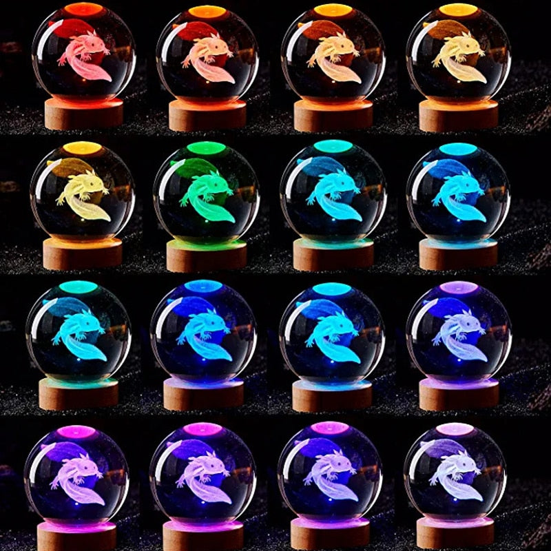 RoyaleGlow 3D Crystal Ball Lamp - Laser Engraved Night Light