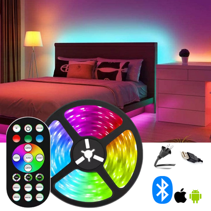 Vibrant RGB LED Strip Lights - Bluetooth Customizable Color-Changing Light Strip for Home Decor