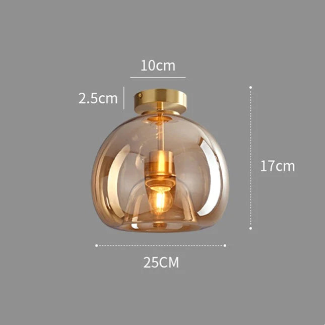 Royallure Copper Glass Semi Flush Mount Ceiling Light - Vintage Charm & Modern Elegance