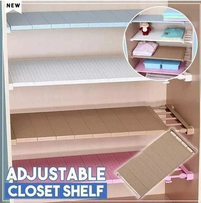 Royallure Adjustable Closet Shelf Organizer - No Drill, Space-Saving Storage Solution for Kitchen, Bathroom, and Wardrobe