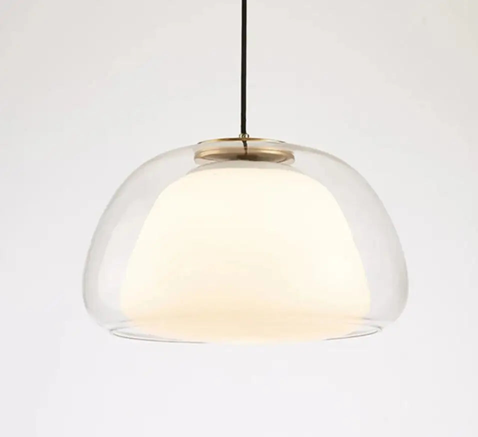 RoyaleGlow Stylish Denmark-Inspired Double Glass Pendant Light Fixture - Clear / Small / Warm White