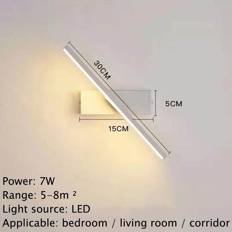 LED Wall Lamp Nordic Modern Minimalist Bedroom Bedside Lamp Creative Staircase Lamp Living Room Rotating Wall Lamp