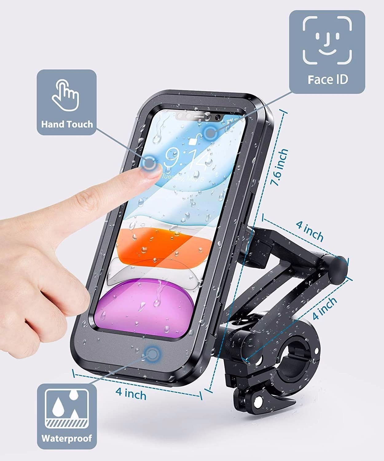 Royallure Waterproof Bike Phone Holder with 360° Rotation - Secure Grip for Safe Riding